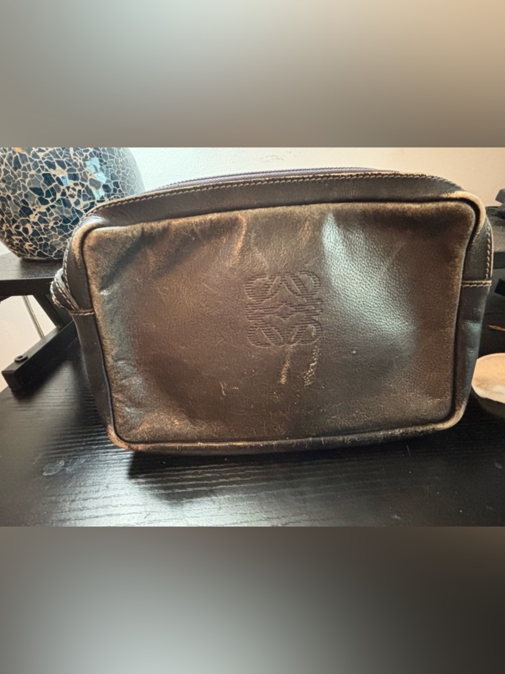 Vintage Loewe Anagram Nappa Leather Clutch – Classic Black